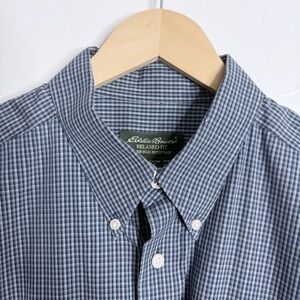Eddie Bauer Men’s Large Blue Plaid Long Sleeves Button Down Shirt Relaxed Fit